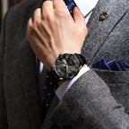 Relógio de pulso de luxo POEDAGAR para homem, à prova de água, com luminescência, data e indicador de semana, em pele, com mecanismo de quartzo. Um relógio de pulso masculino requintado.