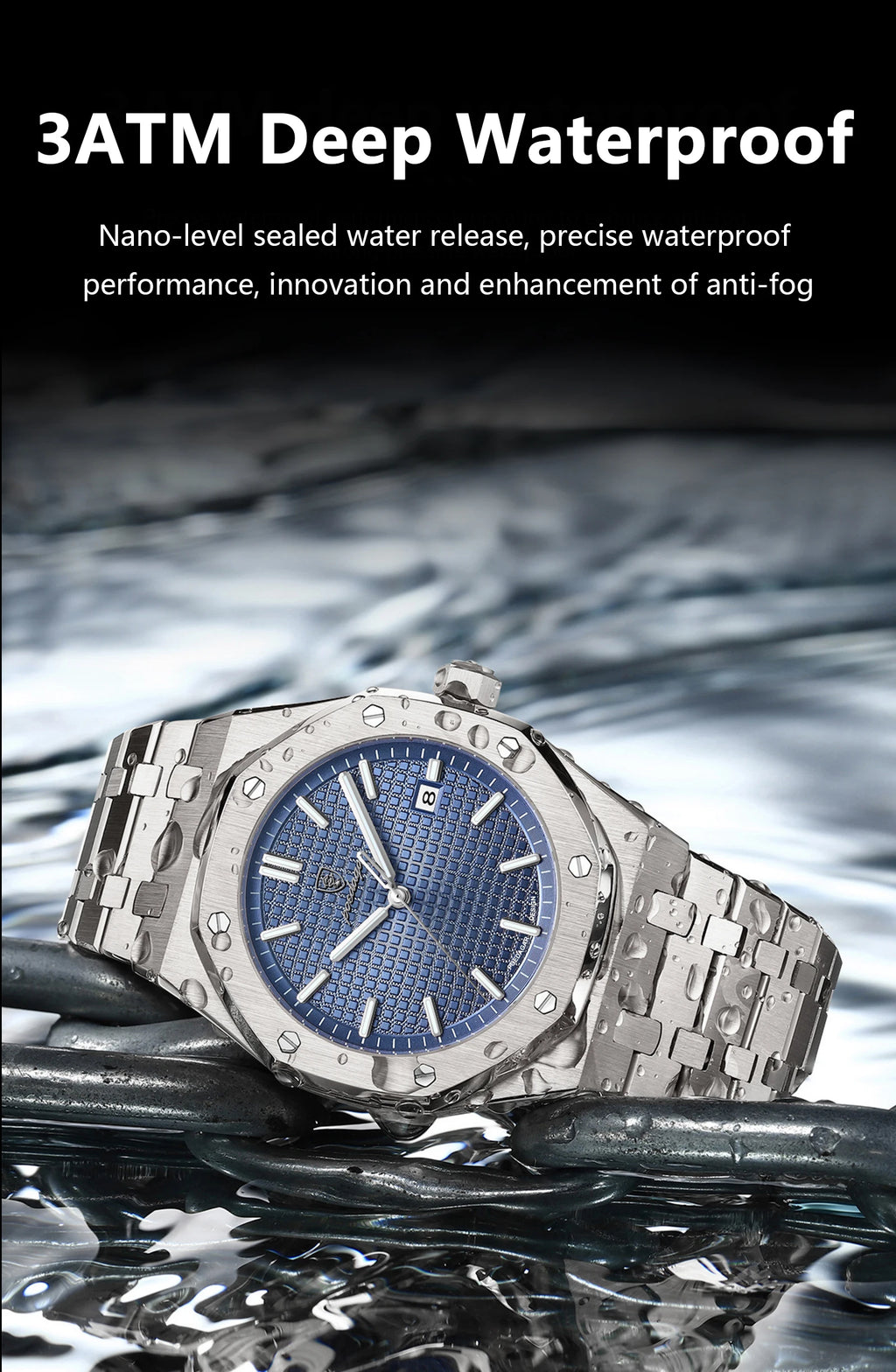 Relógio de pulso de luxo para homem, POEDAGAR, original, com data, luminoso, à prova de água, em aço inoxidável, estilo executivo e moderno, com mecanismo de quartzo.