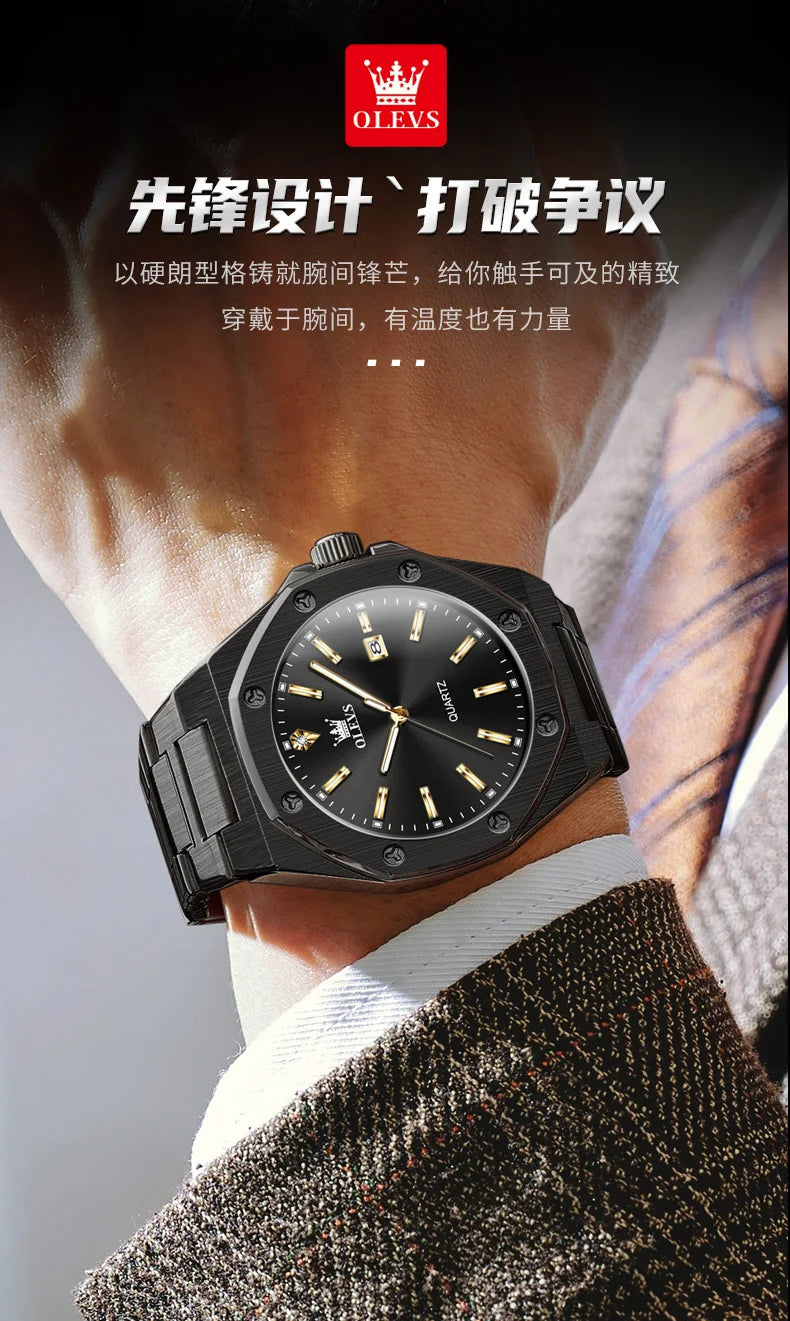 Relógio OLEVS 3613 Masculino Multifunções Cronógrafo de Pulso Original à Prova de Água Luminoso Quartzo Automático