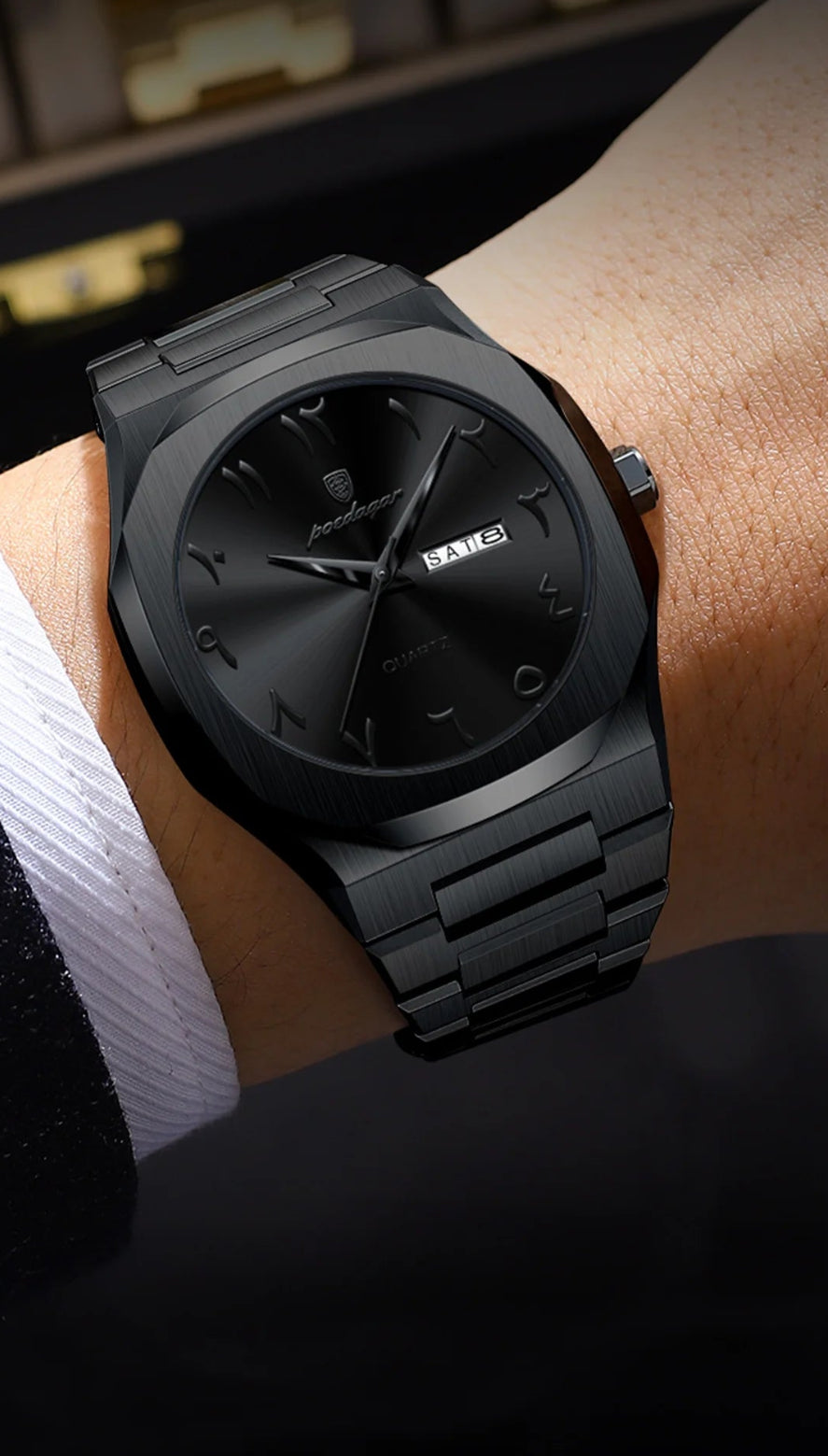 Relógio militar POEDAGAR para homem, à prova de água, de luxo, com calendário semanal, de quartzo, em aço inoxidável. Relógio de pulso masculino moderno.