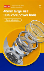 Auscultador estéreo Lenovo Thinkplus TH10 TWS com baixa latência e longa duração da bateria, ideal para jogos e música. Possui microfone integrado.