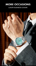 Relógio de homem de luxo original POEDAGAR, moderno, luminoso, à prova de água, com cronógrafo e data, em pele, quartzo.