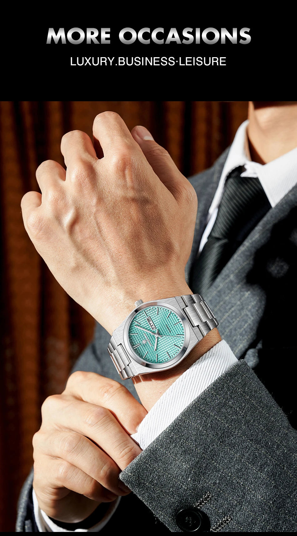 Relógio de homem de luxo original POEDAGAR, moderno, luminoso, à prova de água, com cronógrafo e data, em pele, quartzo.