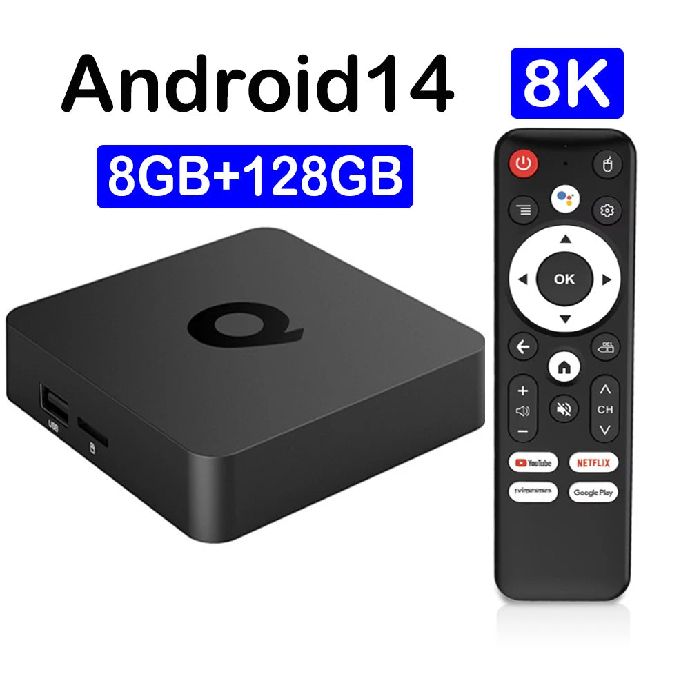 Smart TV Box Bluetooth 5.4 8K Q1 Android 14 Set Top Box Allwinner H313 Dual Wifi 5G 8GB128GB Google Voice Streaming Media Player