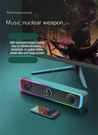 Coluna de Som Bluetooth com Som Surround 4D, Barra de Som com Fio para Computador, Colunas de Som Estéreo com Subwoofer para Portátil, PC, Home Theater e TV, Entrada Auxiliar de 3,5 mm