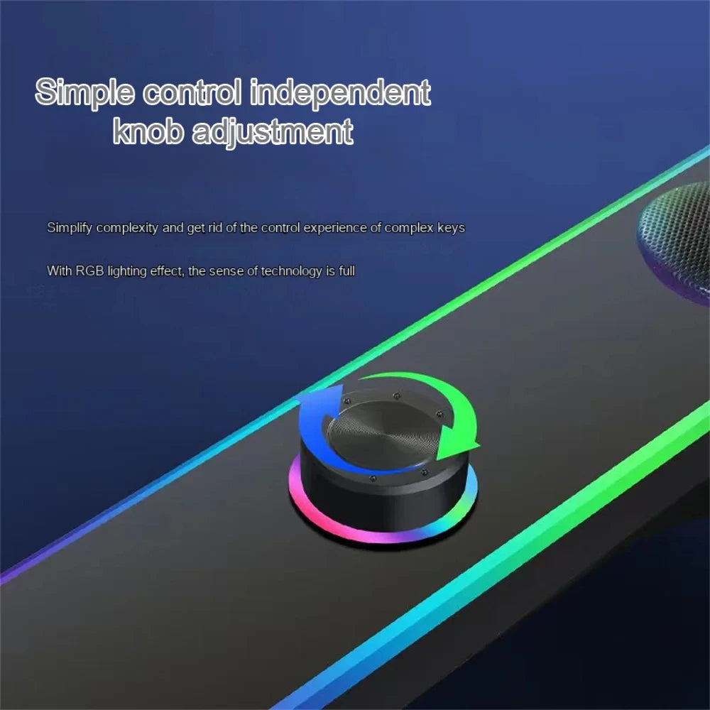 Coluna de Som Bluetooth com Som Surround 4D, Barra de Som com Fio para Computador, Colunas de Som Estéreo com Subwoofer para Portátil, PC, Home Theater e TV, Entrada Auxiliar de 3,5 mm