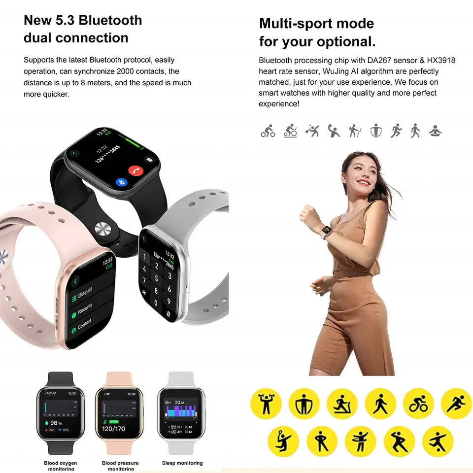 Smartwatch GPS Série 10 para Apple Watch 10 com memória, música, vídeo, chamada Bluetooth, à prova de água e NFC (IW10) para Android e iOS.