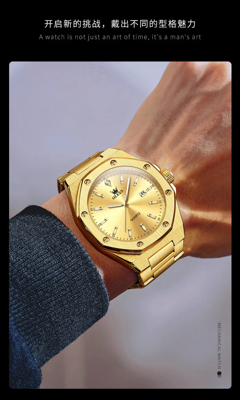 Relógio OLEVS 3613 Masculino Multifunções Cronógrafo de Pulso Original à Prova de Água Luminoso Quartzo Automático