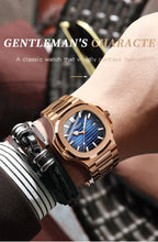 Novo relógio masculino casual de negócios em ouro rosa