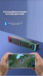 Coluna de Som Bluetooth com Som Surround 4D, Barra de Som com Fio para Computador, Colunas de Som Estéreo com Subwoofer para Portátil, PC, Home Theater e TV, Entrada Auxiliar de 3,5 mm