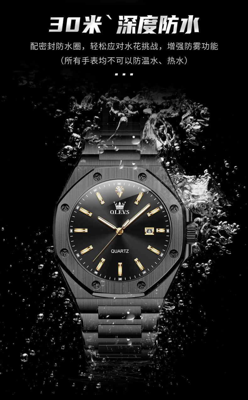 Relógio OLEVS 3613 Masculino Multifunções Cronógrafo de Pulso Original à Prova de Água Luminoso Quartzo Automático