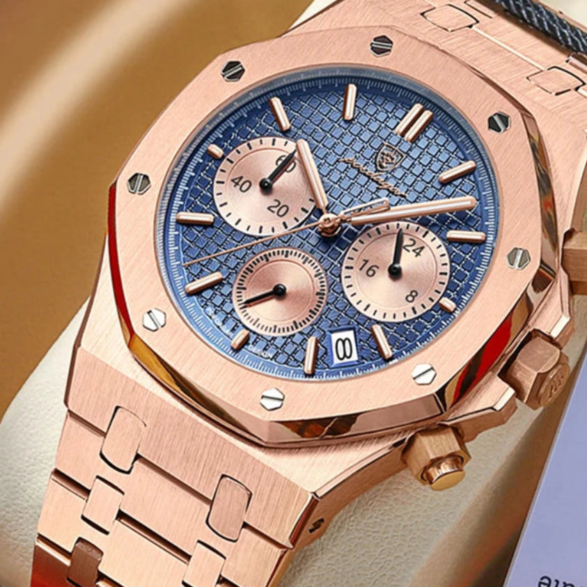 Relógio de pulso de luxo para homem, POEDAGAR, original, com data, luminoso, à prova de água, em aço inoxidável, estilo executivo e moderno, com mecanismo de quartzo.