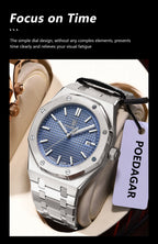 Relógio de pulso de luxo para homem, POEDAGAR, original, com data, luminoso, à prova de água, em aço inoxidável, estilo executivo e moderno, com mecanismo de quartzo.