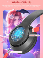 Auscultadores com tecnologia sem fios, Jerry Chip, brilhando intensamente, auscultadores sem fios com orelhas de gato