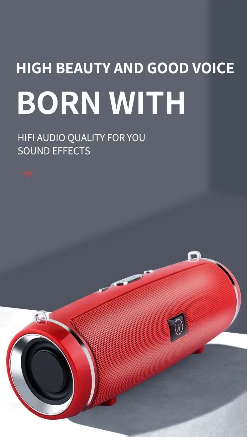 Coluna Bluetooth Portátil com Potência de Pico de 200W, Resistente à Água IPX7, para Utilização no Exterior, com Subwoofer Hi-Fi, Estéreo, Rádio FM e Entrada para Cartão TF.