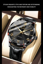 Relógio de pulso de luxo POEDAGAR para homem, à prova de água, com luminescência, data e indicador de semana, em pele, com mecanismo de quartzo. Um relógio de pulso masculino requintado.