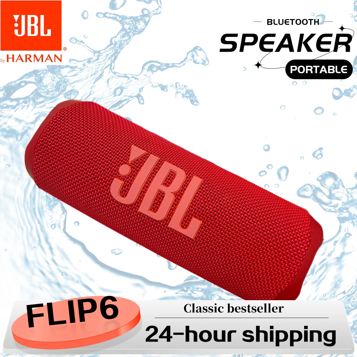 Coluna Bluetooth JBL FLIP 6 Original FLIP6 Portátil IPX7 à Prova de Água para Uso Externo com Graves Potentes e Som Estéreo, Tweeter Independente