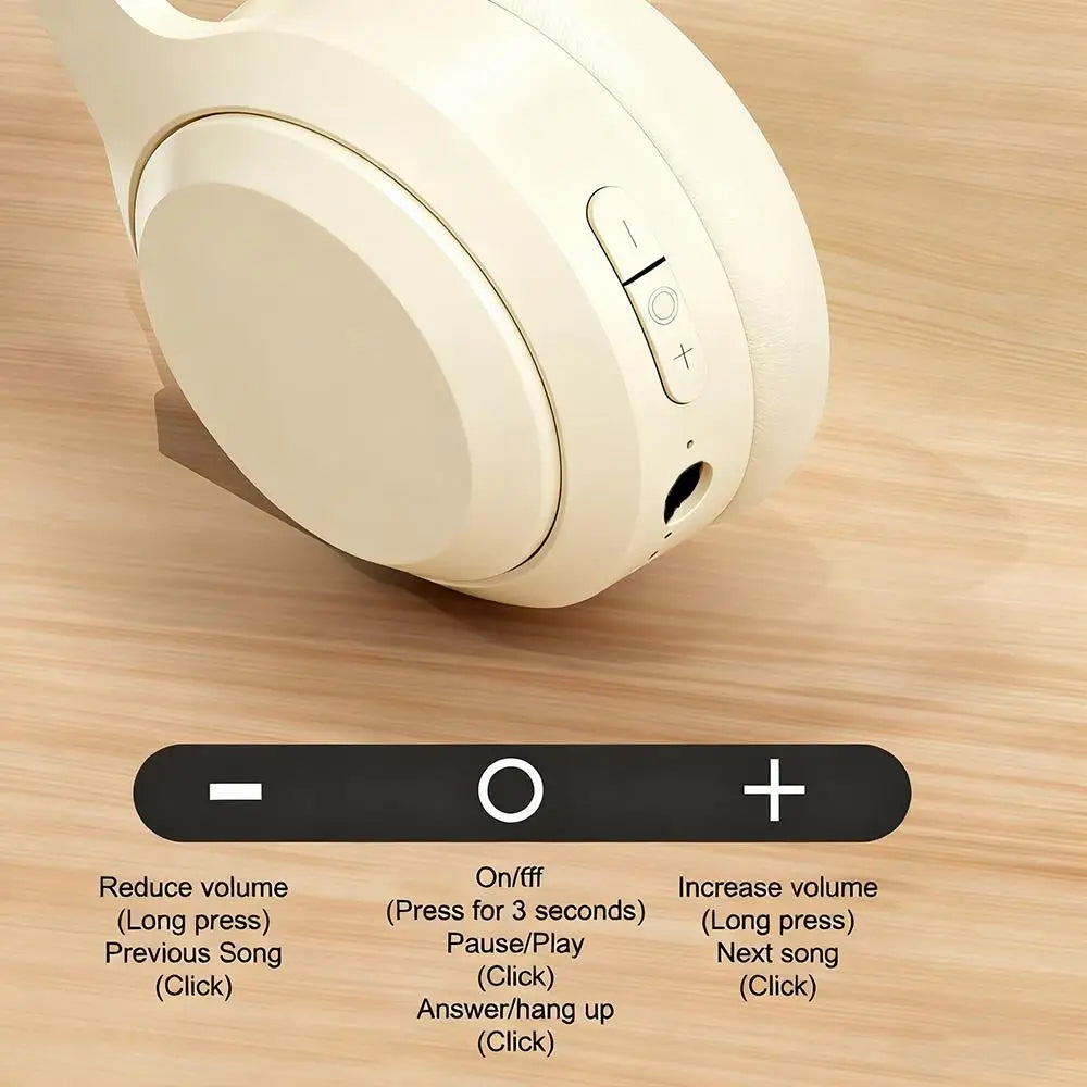 Auriculares sem fios Bluetooth 5.3 HiFi Stereo com suporte para cartão TF, cancelamento de ruído, dobráveis e com microcontrolador.