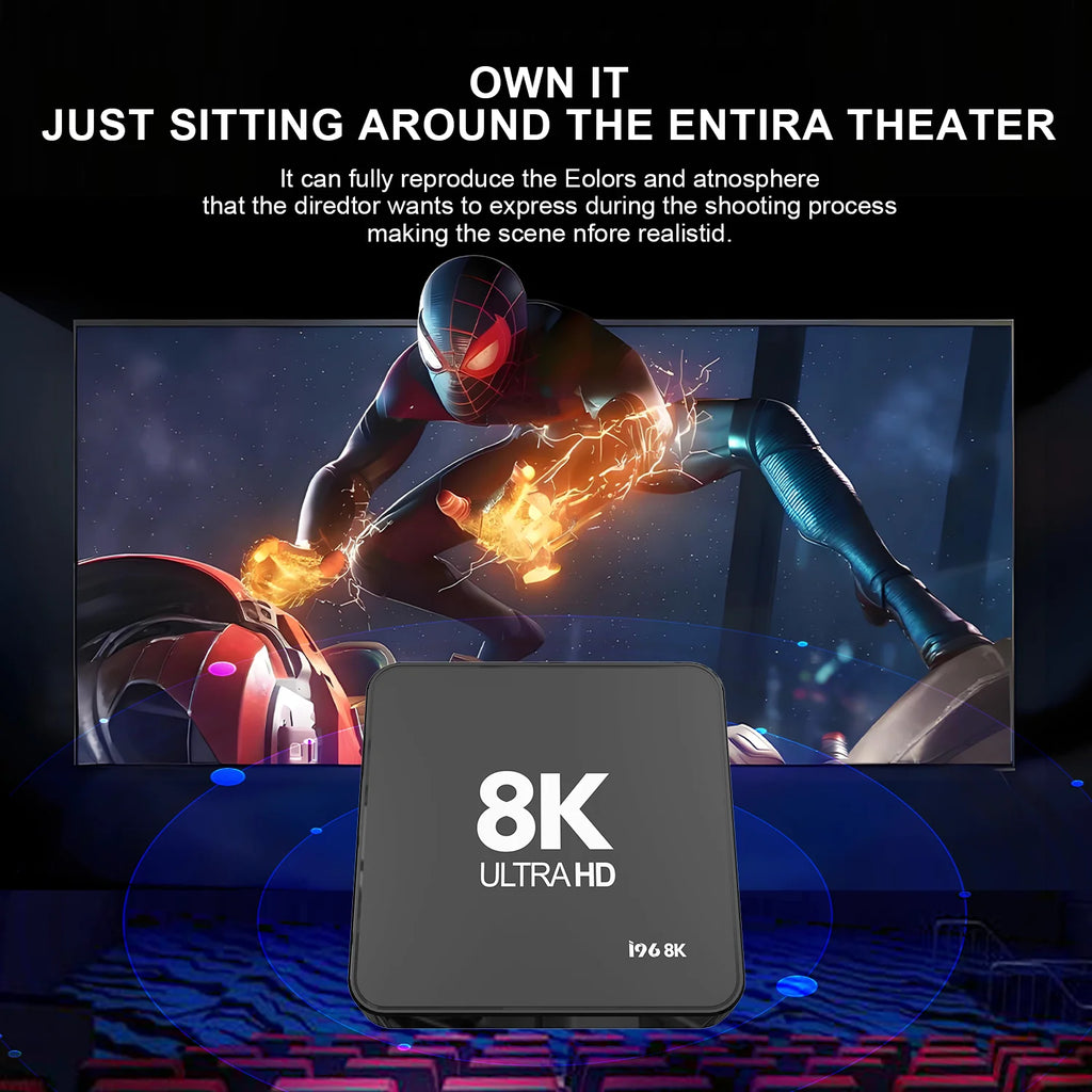 Velec Smart Android 14 8+128 TV Box 4K Streaming com Wi-Fi de Banda Dupla e Processador Quad-Core para Entretenimento Doméstico e Leitor de Media