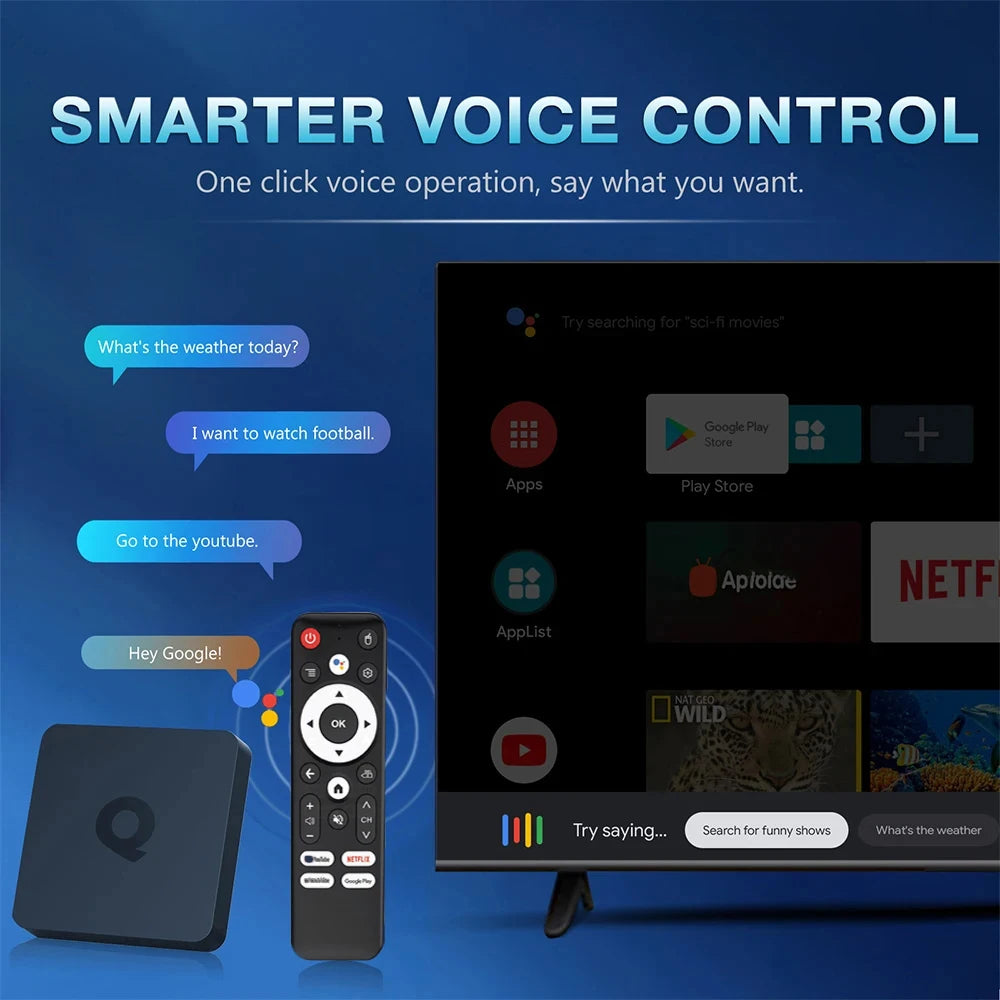 Smart TV Box Bluetooth 5.4 8K Q1 Android 14 Set Top Box Allwinner H313 Dual Wifi 5G 8GB128GB Google Voice Streaming Media Player