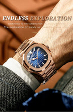 Novo relógio masculino casual de negócios em ouro rosa