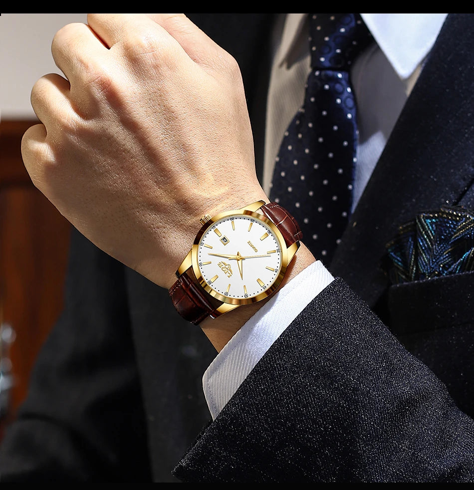 Relógio LIGE para Homem, Marca Top de Luxo, Relógio de Pulso em Pele Preta para Homem, Estilo Militar Desportivo, Resistente à Água, Quartzo.