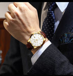 Relógio LIGE para Homem, Marca Top de Luxo, Relógio de Pulso em Pele Preta para Homem, Estilo Militar Desportivo, Resistente à Água, Quartzo.