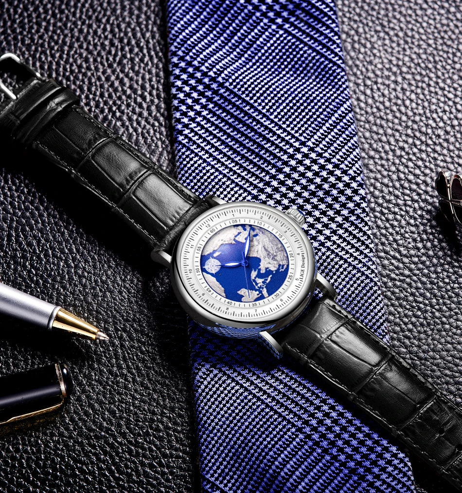 Relógio de pulso para homem LIGE Fashion Casual Quartz, em pele, luxuoso, estilo militar, desportivo, à prova de água, com um design inspirado na Terra e no Oceano.