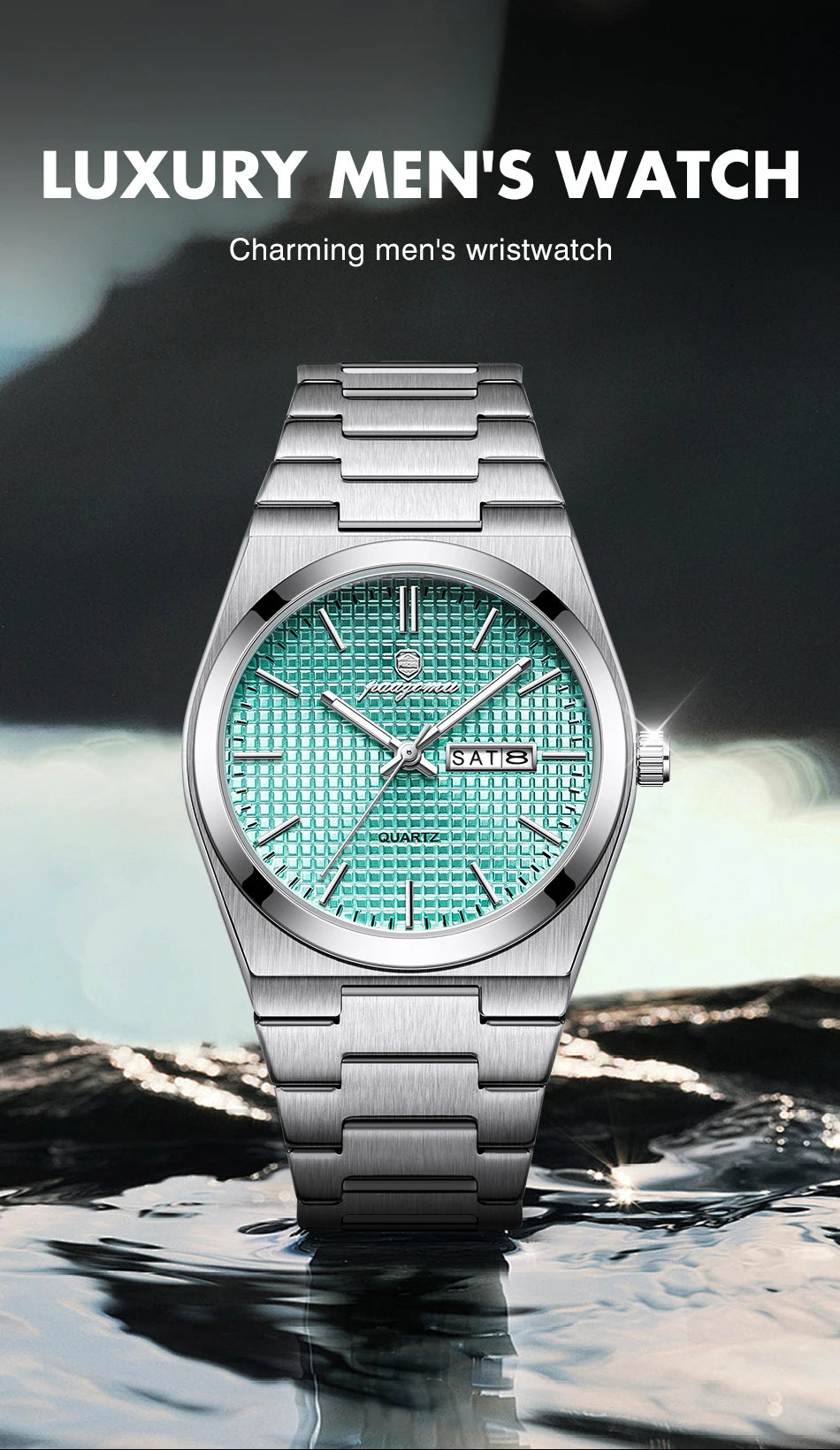 Relógio de homem de luxo original POEDAGAR, moderno, luminoso, à prova de água, com cronógrafo e data, em pele, quartzo.