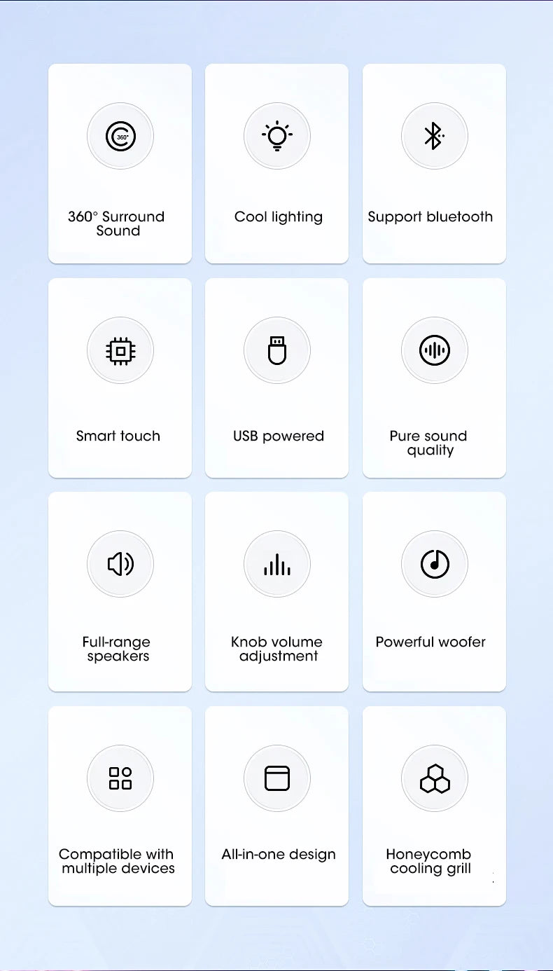 Coluna de Som 4D para Computador Bluetooth 5.0 com Fio, Som Surround, Barra de Som Estéreo com Subwoofer para Portátil, Notebook e PC