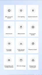 Coluna de Som 4D para Computador Bluetooth 5.0 com Fio, Som Surround, Barra de Som Estéreo com Subwoofer para Portátil, Notebook e PC