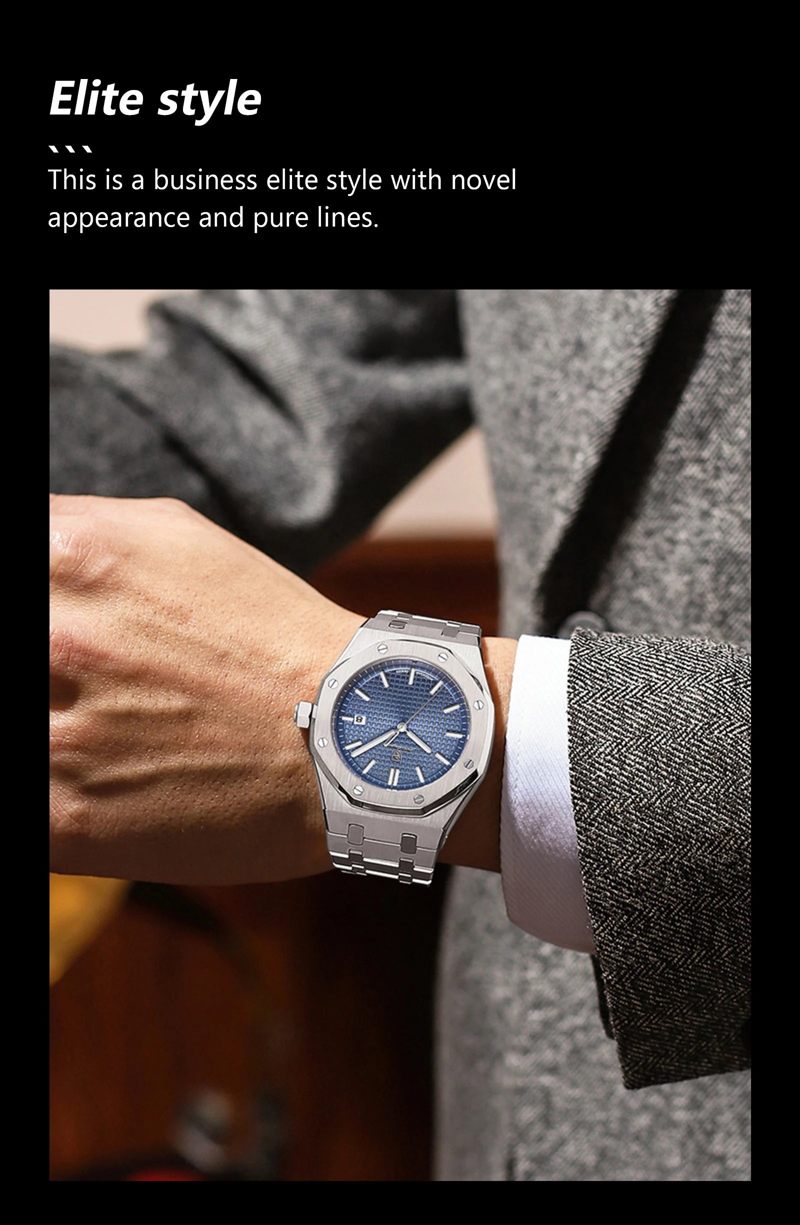 Relógio de pulso de luxo para homem, POEDAGAR, original, com data, luminoso, à prova de água, em aço inoxidável, estilo executivo e moderno, com mecanismo de quartzo.