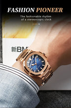 Novo relógio masculino casual de negócios em ouro rosa