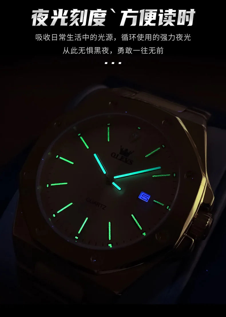 Relógio OLEVS 3613 Masculino Multifunções Cronógrafo de Pulso Original à Prova de Água Luminoso Quartzo Automático