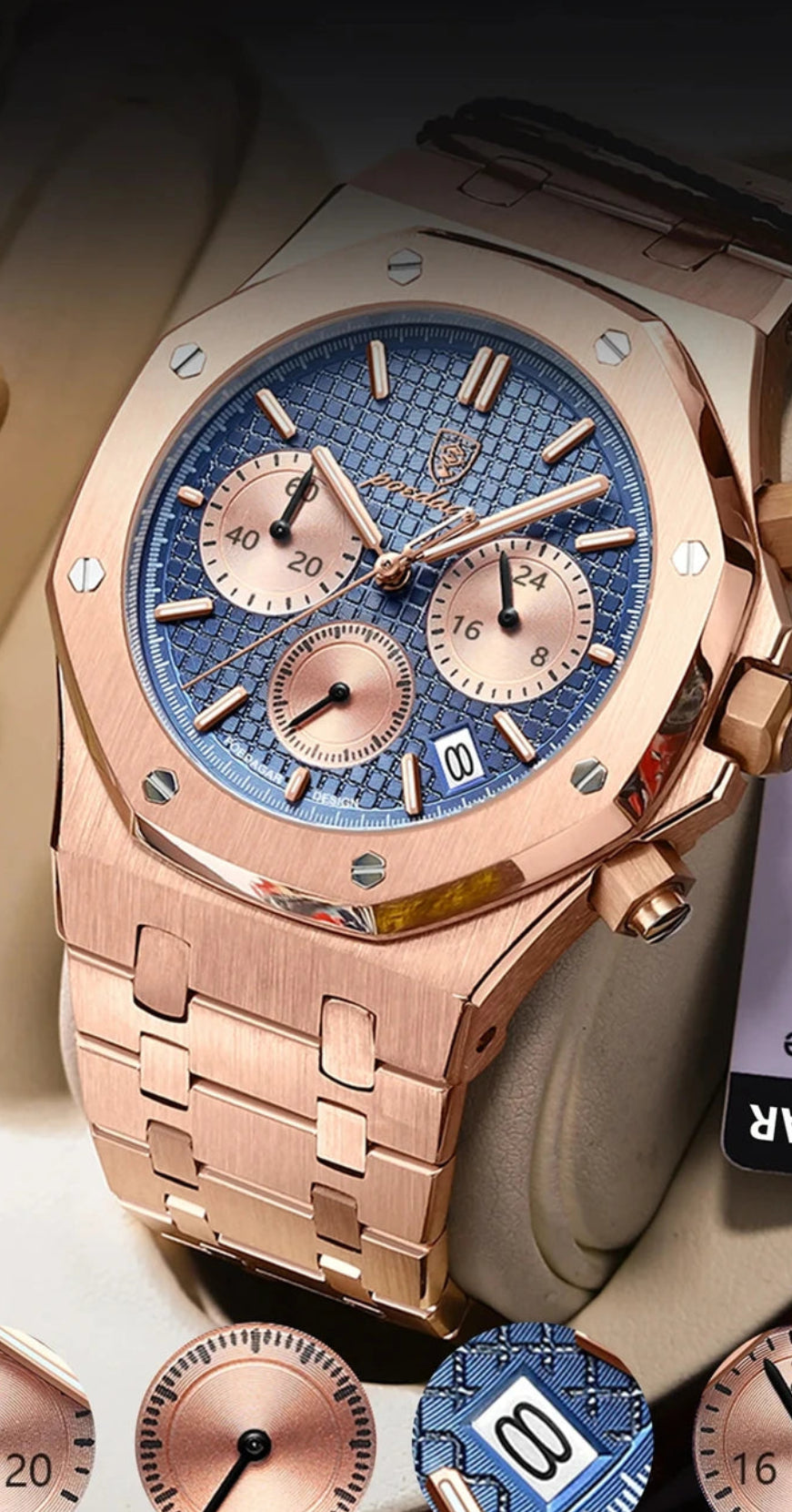 Relógio de pulso de luxo para homem, POEDAGAR, original, com data, luminoso, à prova de água, em aço inoxidável, estilo executivo e moderno, com mecanismo de quartzo.