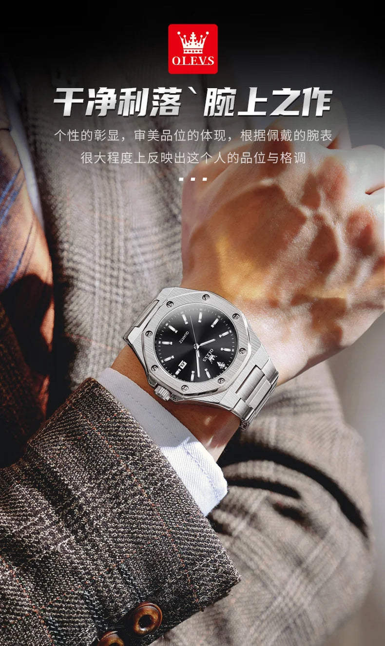 Relógio OLEVS 3613 Masculino Multifunções Cronógrafo de Pulso Original à Prova de Água Luminoso Quartzo Automático