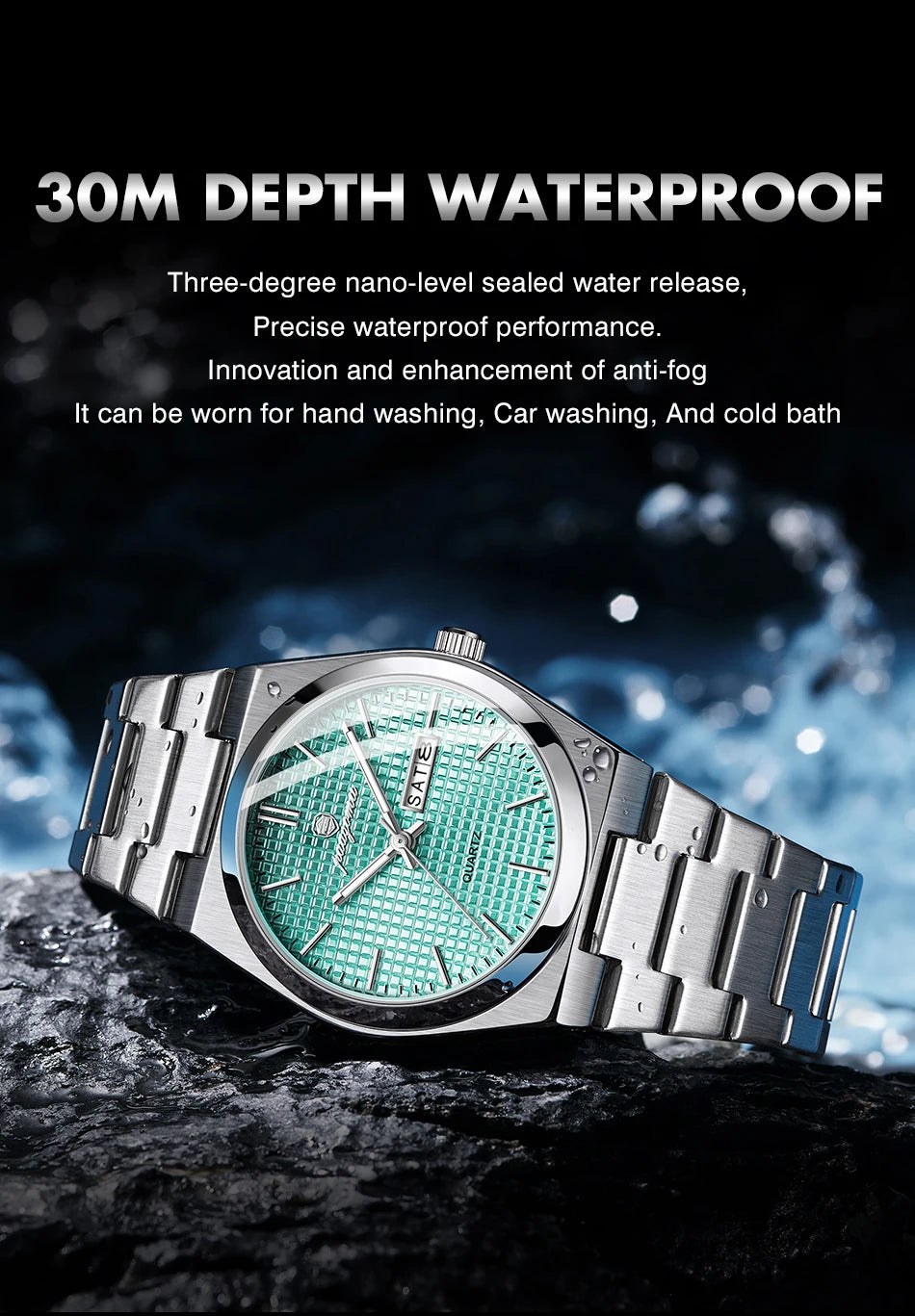 Relógio de homem de luxo original POEDAGAR, moderno, luminoso, à prova de água, com cronógrafo e data, em pele, quartzo.