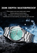 Relógio de homem de luxo original POEDAGAR, moderno, luminoso, à prova de água, com cronógrafo e data, em pele, quartzo.