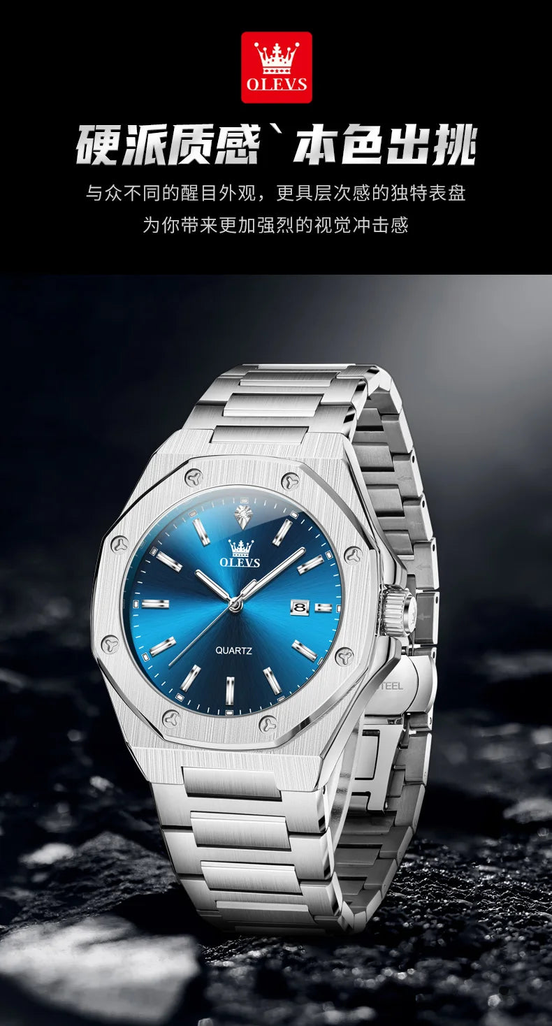 Relógio OLEVS 3613 Masculino Multifunções Cronógrafo de Pulso Original à Prova de Água Luminoso Quartzo Automático