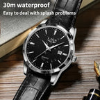 Relógio LIGE para Homem, Marca Top de Luxo, Relógio de Pulso em Pele Preta para Homem, Estilo Militar Desportivo, Resistente à Água, Quartzo.