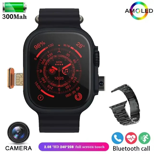 Novo Smartwatch T83 Pro 2026 4G Android 10.0 Ecrã AMOLED de 1,96 polegadas Câmara de 200 W Pixels Chamada de Vídeo GPS Rastreamento de mais de 100 Desportos Smartwatch Masculino