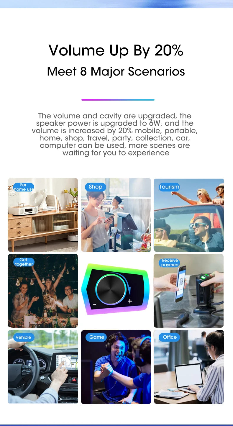 Coluna de Som 4D para Computador Bluetooth 5.0 com Fio, Som Surround, Barra de Som Estéreo com Subwoofer para Portátil, Notebook e PC