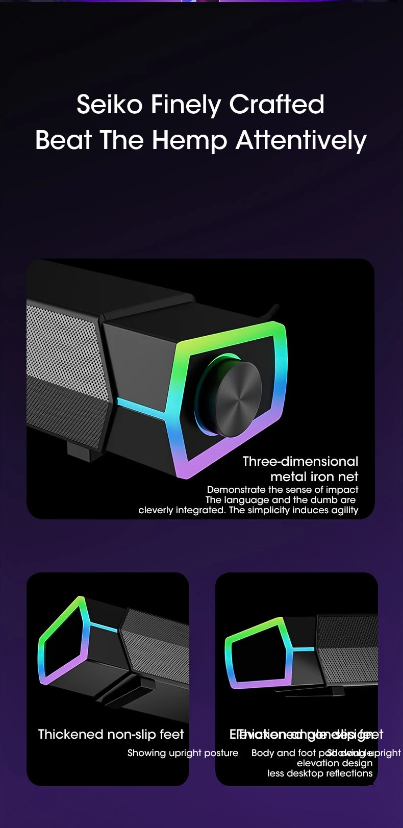 Coluna de Som 4D para Computador Bluetooth 5.0 com Fio, Som Surround, Barra de Som Estéreo com Subwoofer para Portátil, Notebook e PC