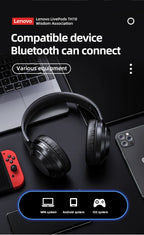 Auscultador estéreo Lenovo Thinkplus TH10 TWS com baixa latência e longa duração da bateria, ideal para jogos e música. Possui microfone integrado.