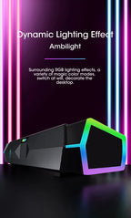 Coluna de Som 4D para Computador Bluetooth 5.0 com Fio, Som Surround, Barra de Som Estéreo com Subwoofer para Portátil, Notebook e PC