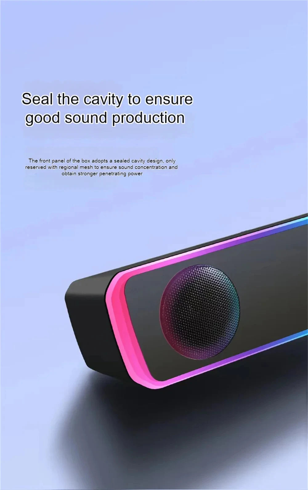 Coluna de Som Bluetooth com Som Surround 4D, Barra de Som com Fio para Computador, Colunas de Som Estéreo com Subwoofer para Portátil, PC, Home Theater e TV, Entrada Auxiliar de 3,5 mm