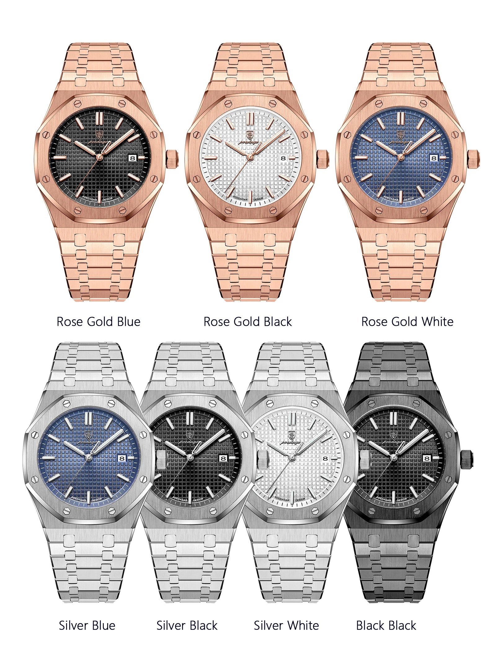 Relógio de pulso de luxo para homem, POEDAGAR, original, com data, luminoso, à prova de água, em aço inoxidável, estilo executivo e moderno, com mecanismo de quartzo.