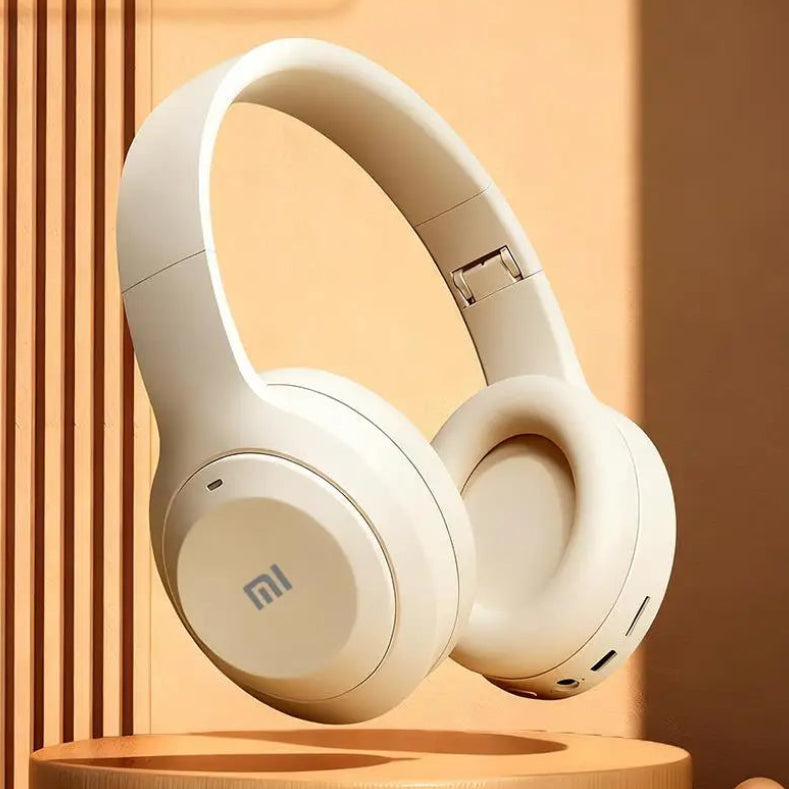 Auriculares sem fios Bluetooth 5.3 HiFi Stereo com suporte para cartão TF, cancelamento de ruído, dobráveis e com microcontrolador.