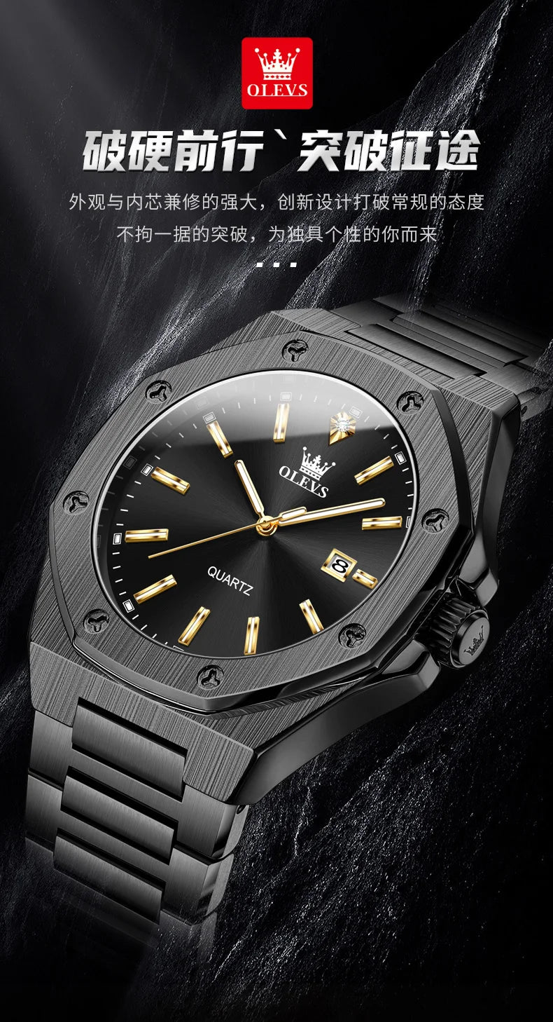 Relógio OLEVS 3613 Masculino Multifunções Cronógrafo de Pulso Original à Prova de Água Luminoso Quartzo Automático