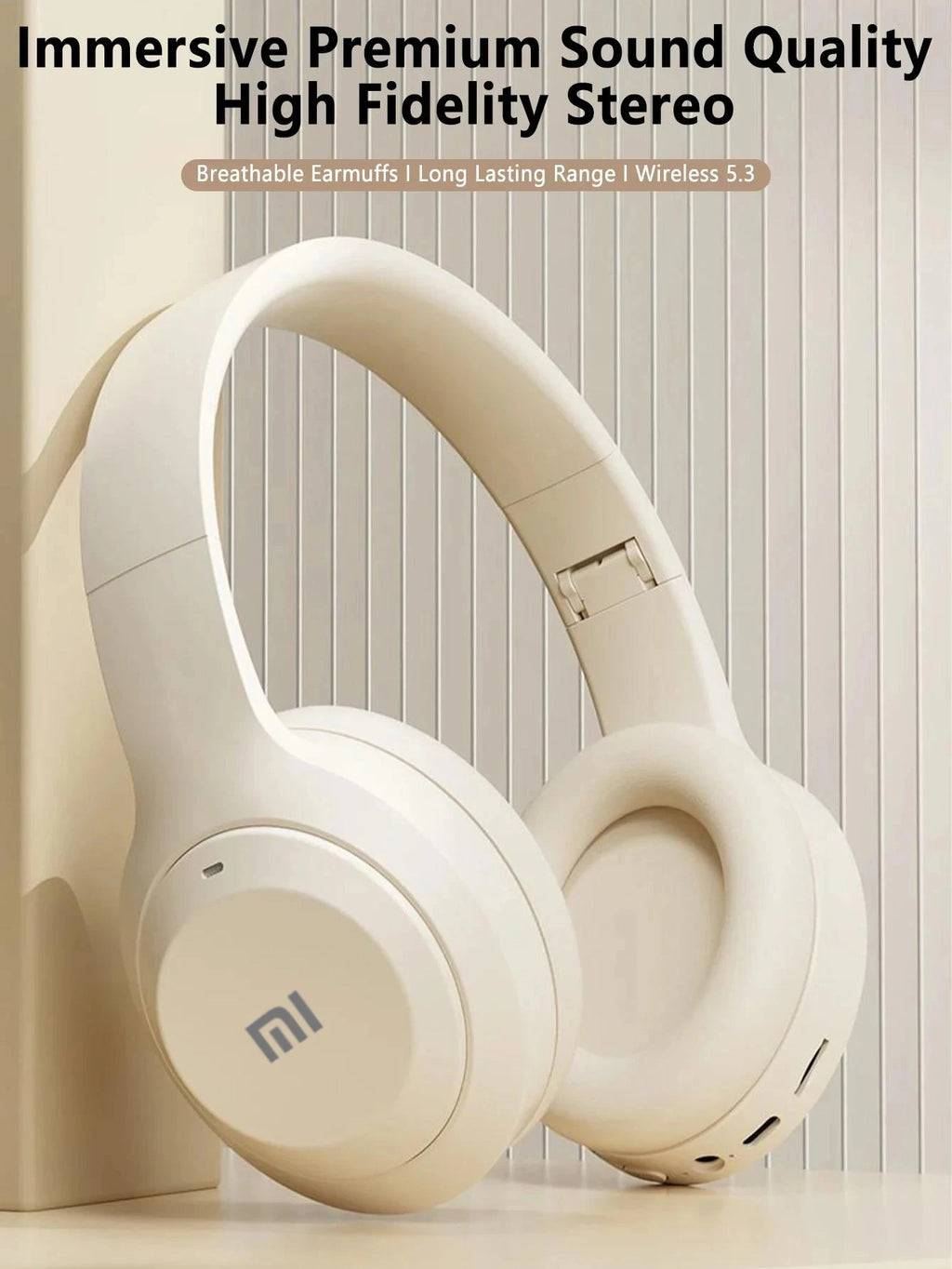 Auriculares sem fios Bluetooth 5.3 HiFi Stereo com suporte para cartão TF, cancelamento de ruído, dobráveis e com microcontrolador.